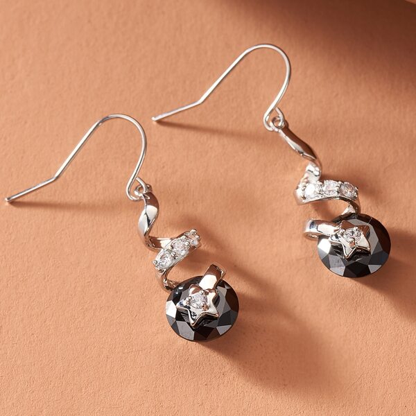 

Rhinestone Star Drop Earrings, Silver