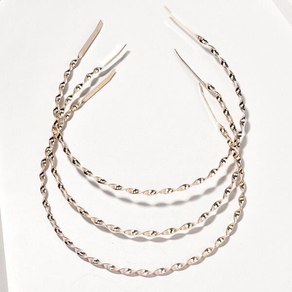 

3pcs Twist Hair Hoop, Gold