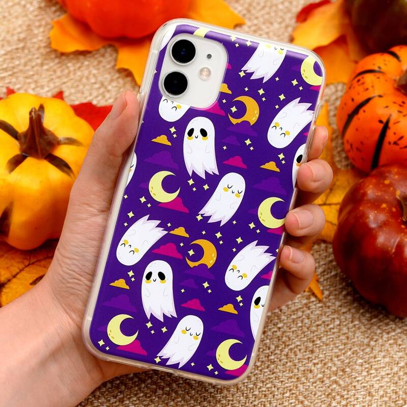 

Halloween Ghost Print iPhone Case, Purple