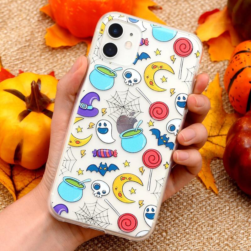 

Halloween Pattern Clear iPhone Case, Multicolor