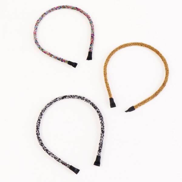

3pcs Colorful Stone Decor Hair Hoop, Multicolor
