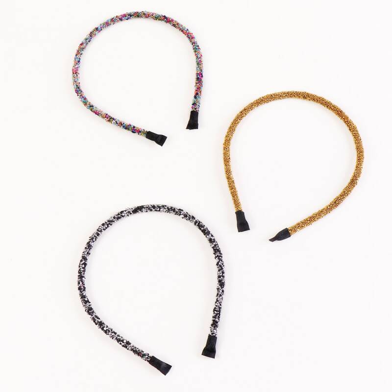 

3pcs Colorful Stone Decor Hair Hoop, Multicolor