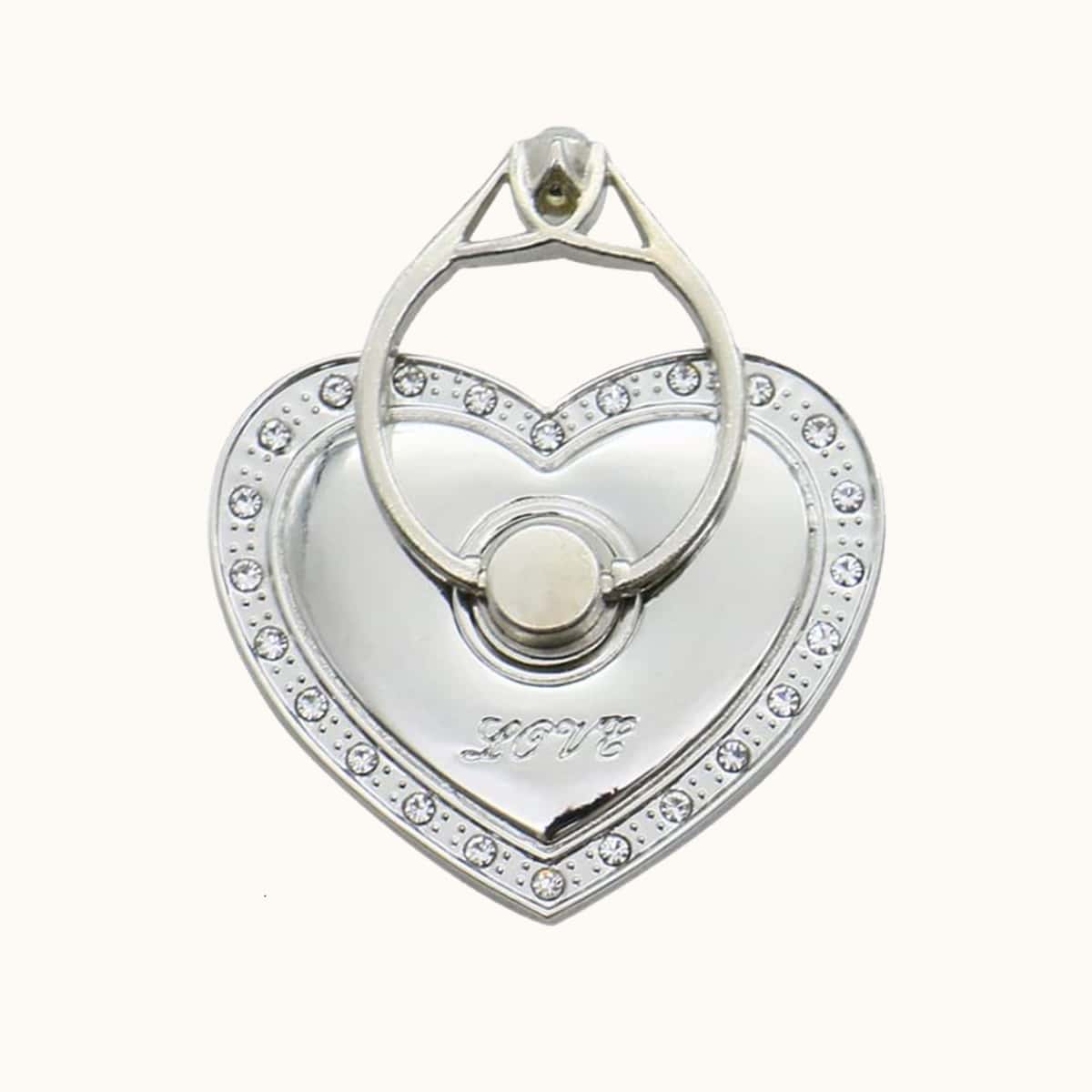 

Rhinestone Heart Phone Ring Holder, Silver
