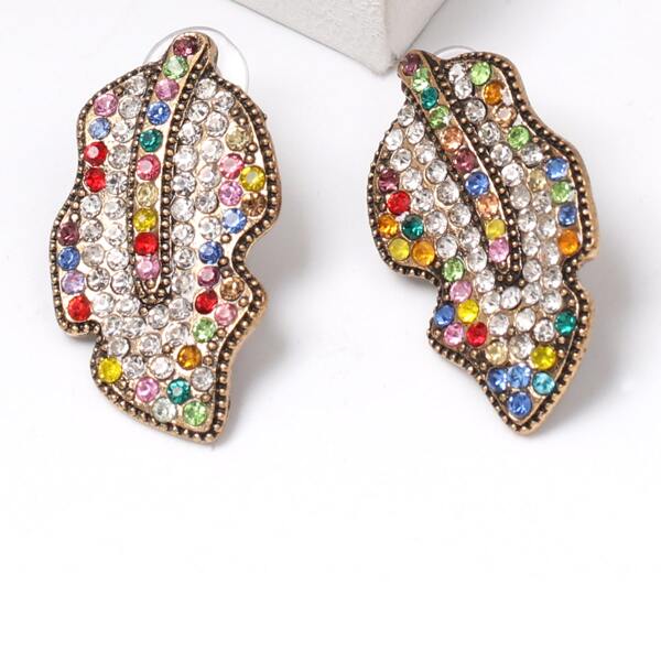 

Rhinestone Decor Stud Earrings, Multicolor