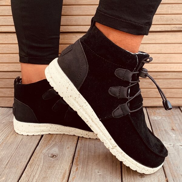 

Lace-up Front Wide Fit Sneakers, Black