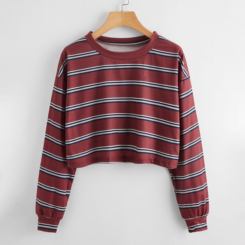 

Striped Crop Sweatshirt, Multicolor