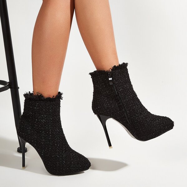

Fray Decor Ankle Boots, Black