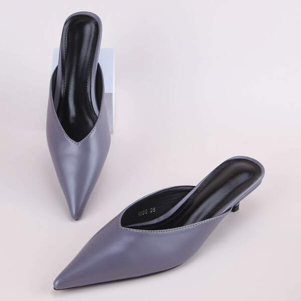 

Point Toe Mid Heel Mules, Purple