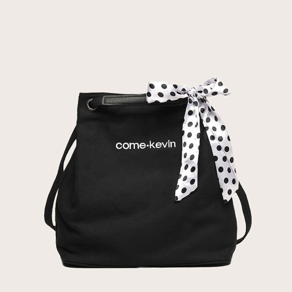 

Girls Twilly Scarf Decor Tote Bag, Black