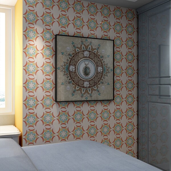 

10pcs Flower Print Tile Sticker, Multicolor