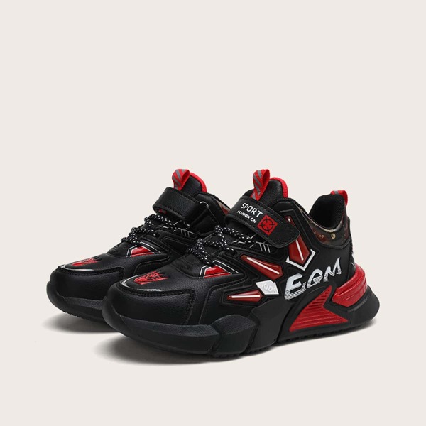 

Boys Letter Graphic Velcro Strap Sneakers, Black