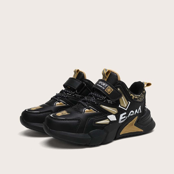 

Boys Letter Graphic Velcro Strap Sneakers, Black
