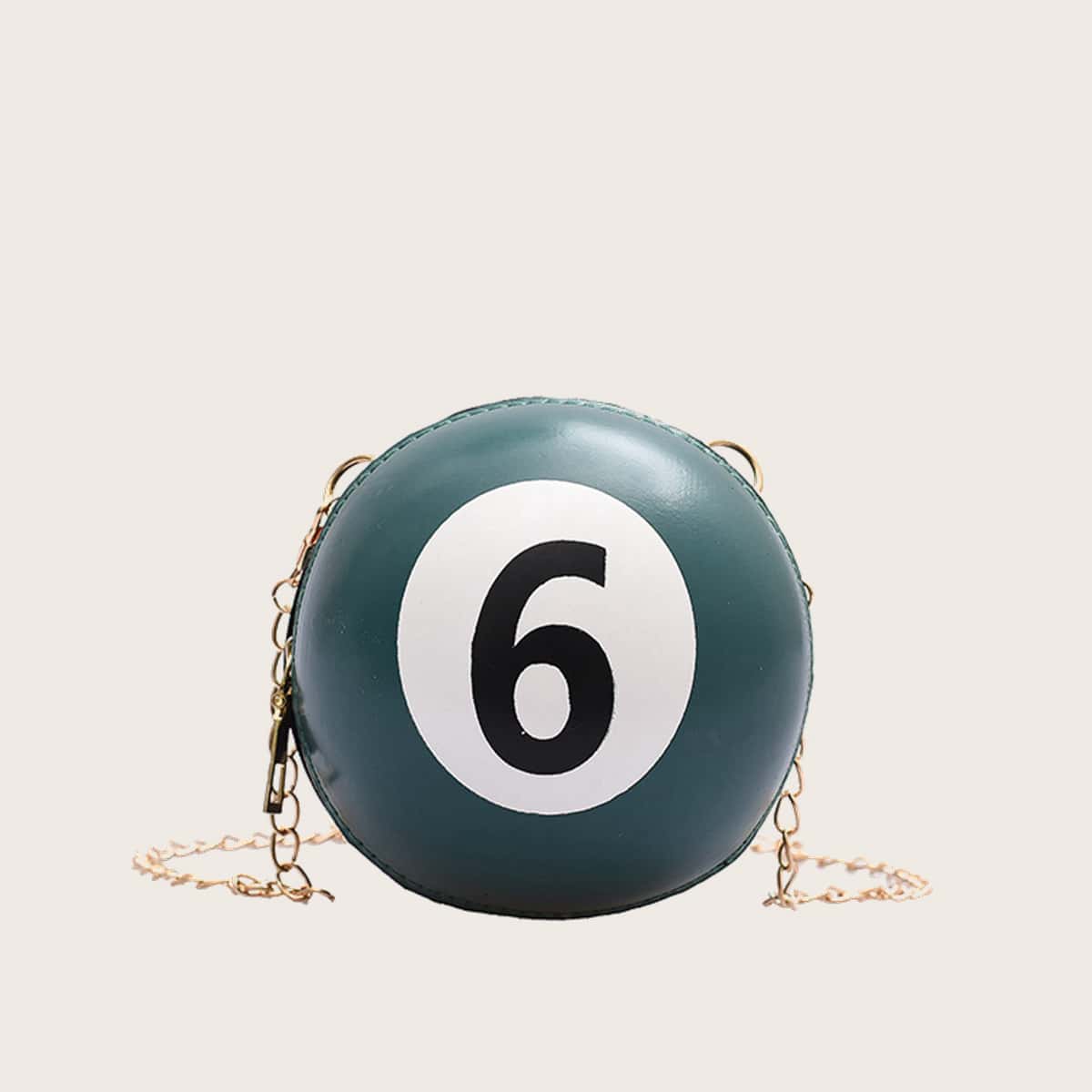 

Round Ball Shaped Chain Bag, Dark green