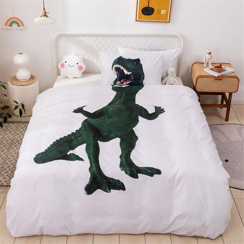 

Kids Dinosaur Print Bedding Set Without Filler, Green