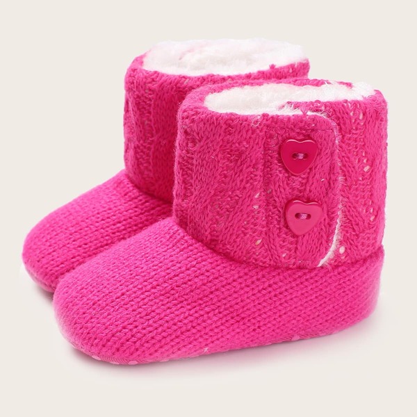 

Baby Boy Fur Lined Crochet Boots, Hot pink