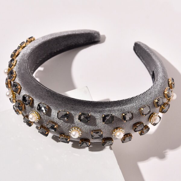 

Gemstone Decor Hair Hoop, Grey