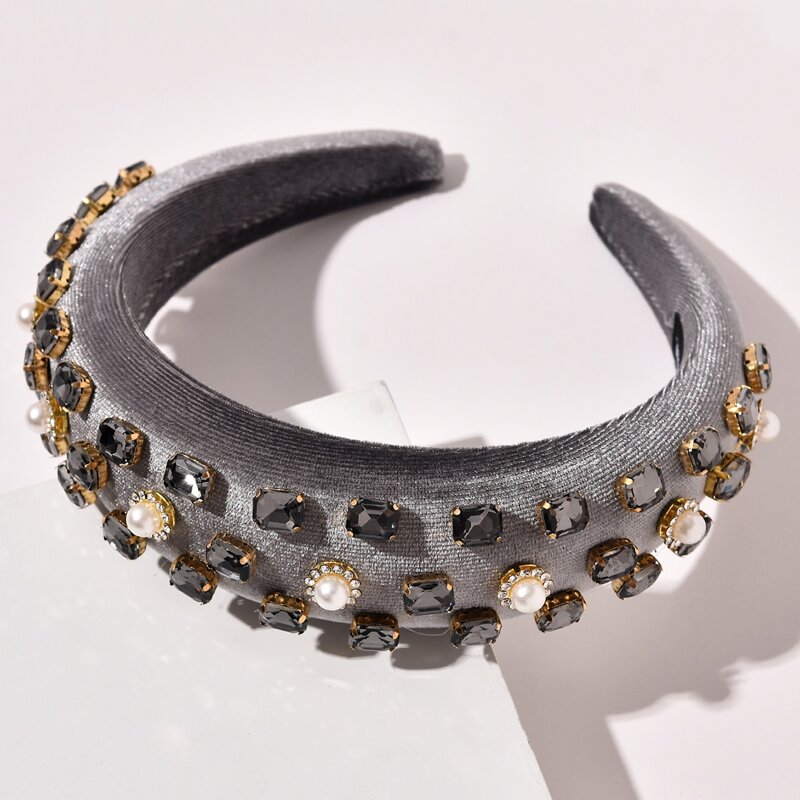 

Gemstone Decor Hair Hoop, Grey
