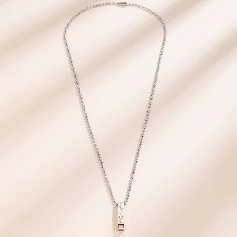 

Flame Pattern Bar Necklace, Rose gold