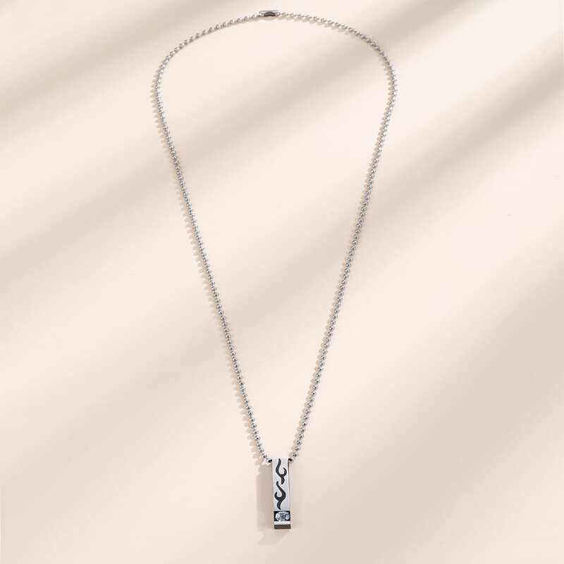 

Flame Pattern Bar Necklace, Silver