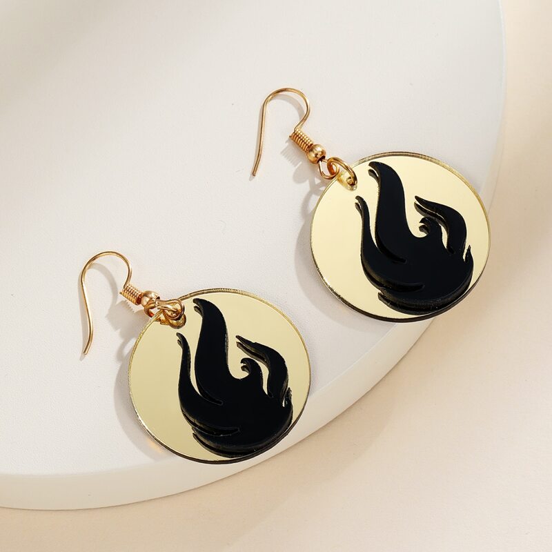 

Flame Pattern Round Drop Earrings, Multicolor