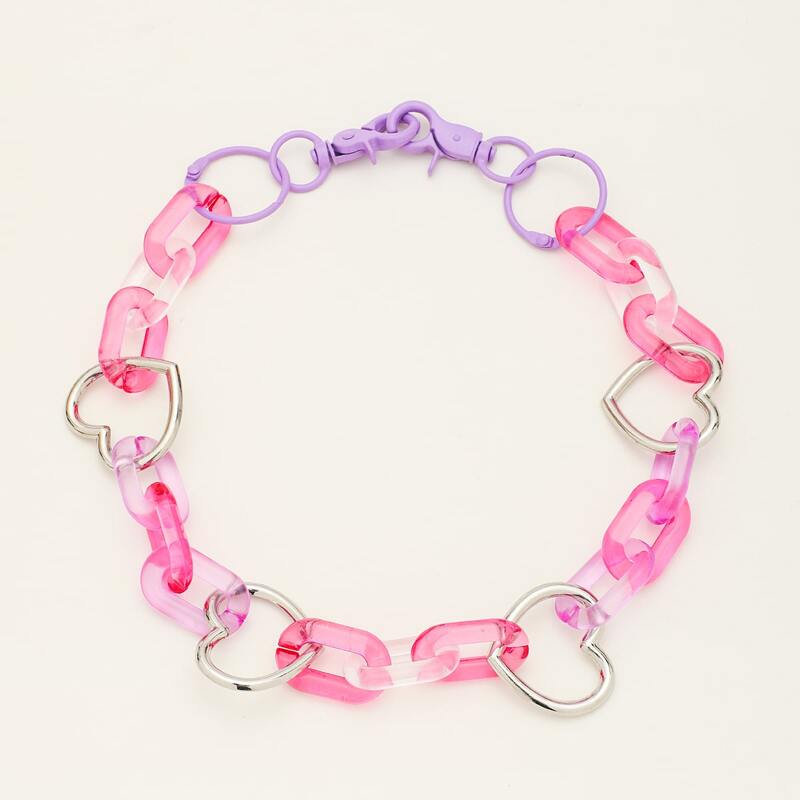 

Heart Decor Chain Necklace, Multicolor