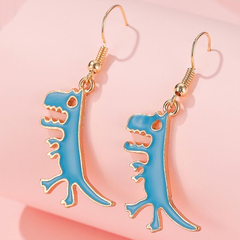 

Cartoon Animal Drop Earrings, Blue