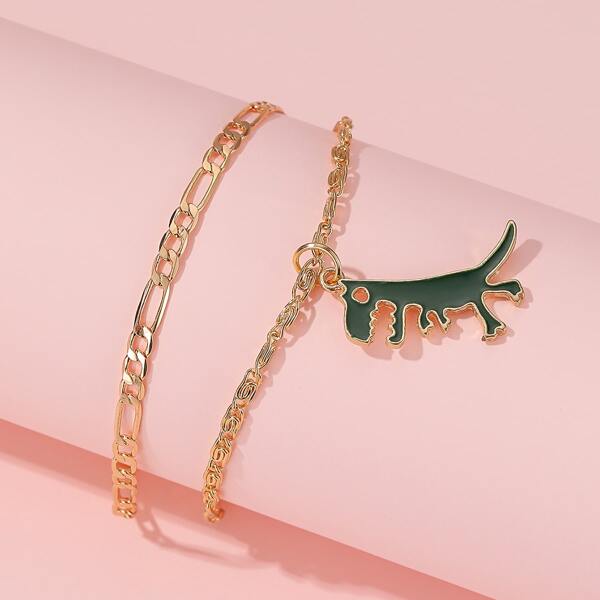 

Girls Cartoon Animal Decor Anklet, Multicolor