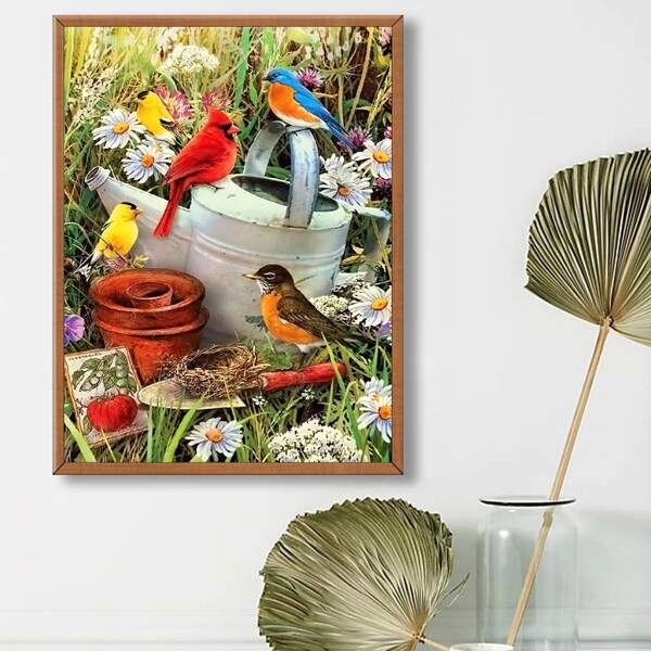 

Bird Print Diamond Drawing Without Frame, Multicolor