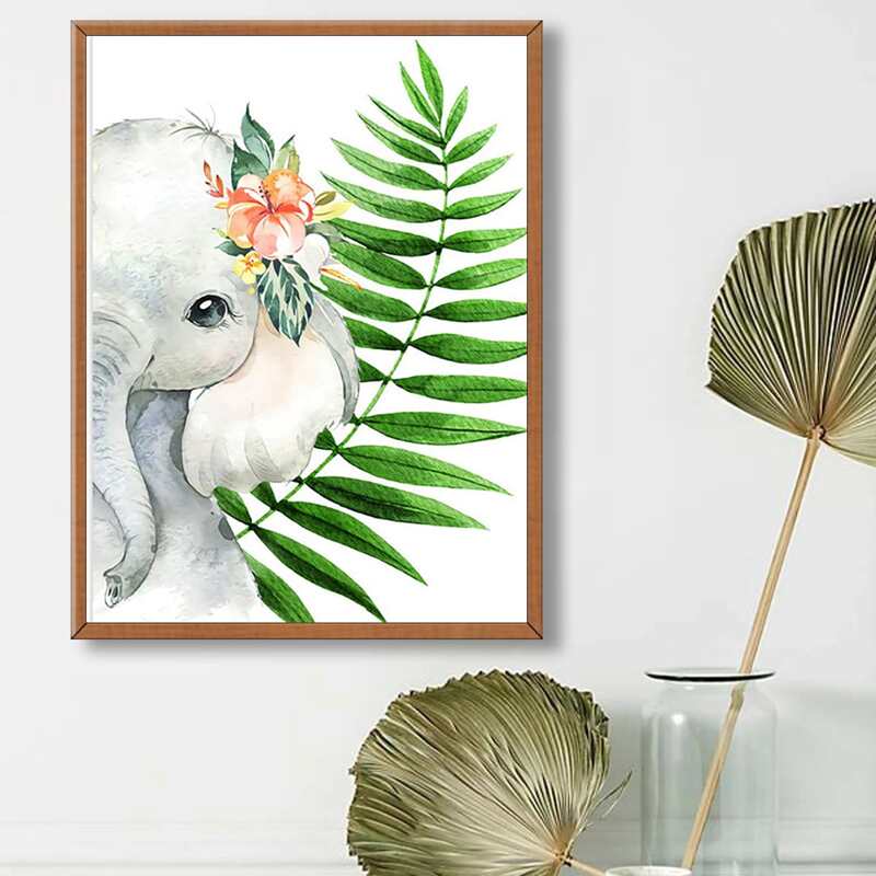 

Elephant Print Diamond Drawing Without Frame, Multicolor