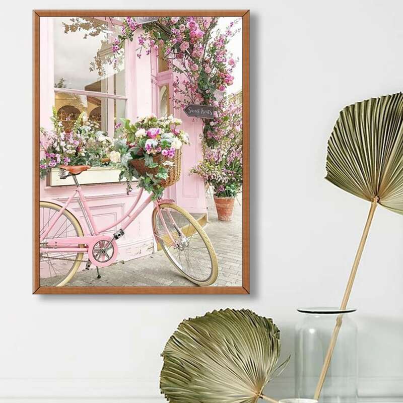 

Bicycle Print Diamond Drawing Without Frame, Multicolor