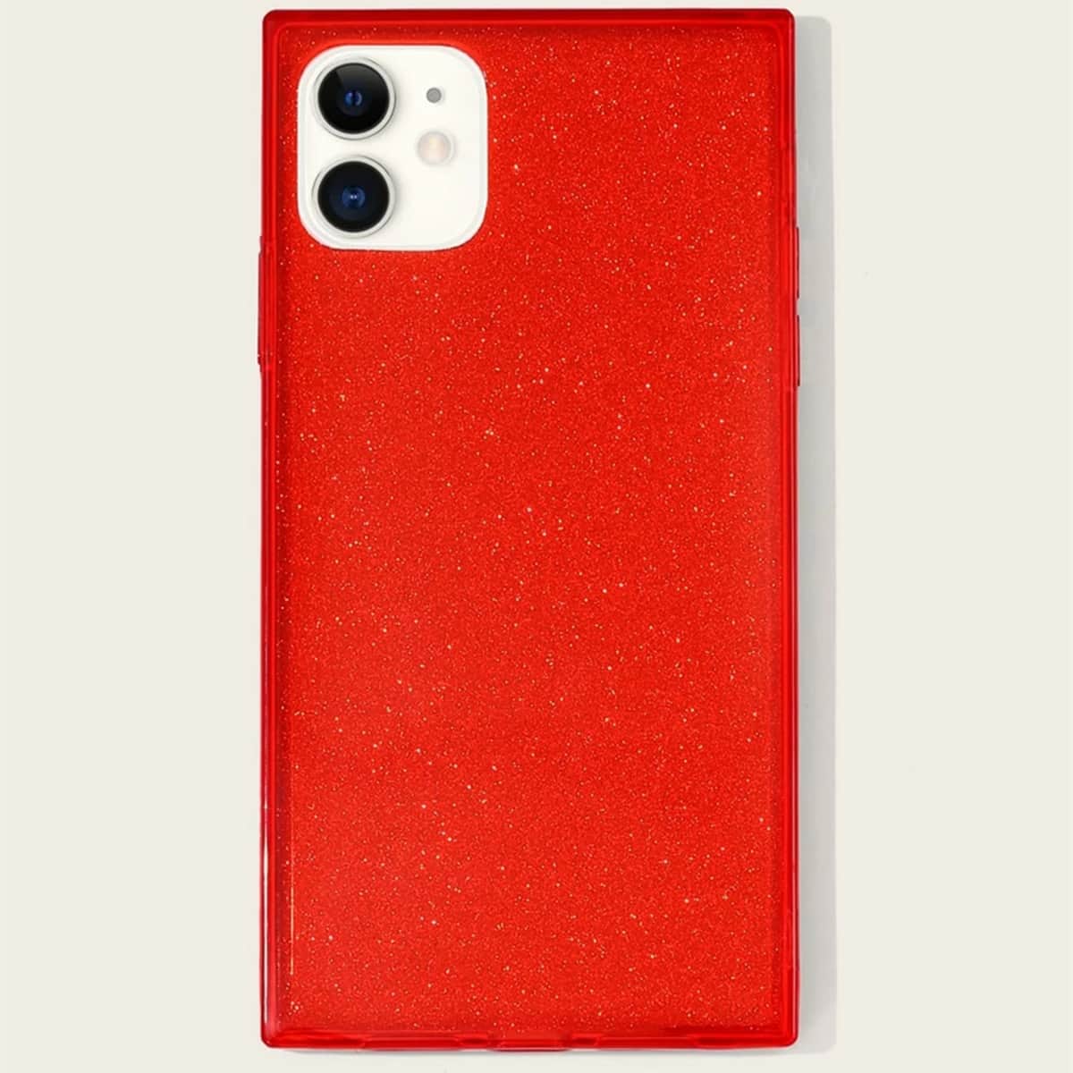 

Glitter Square iPhone Case, Red
