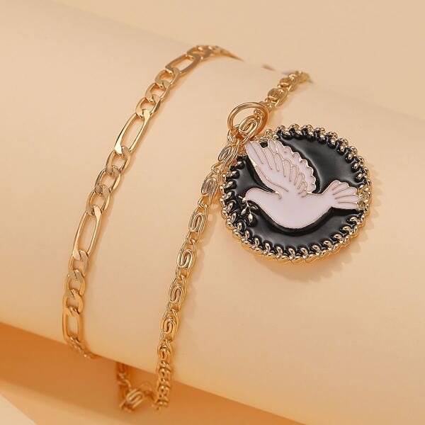 

Pigeon Charm Layered Bracelet, Multicolor