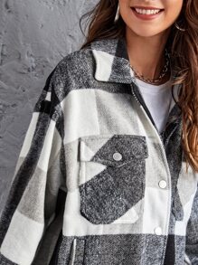 Plaid Flap Pocket Oversized Overshirt - Multicolor - View 4