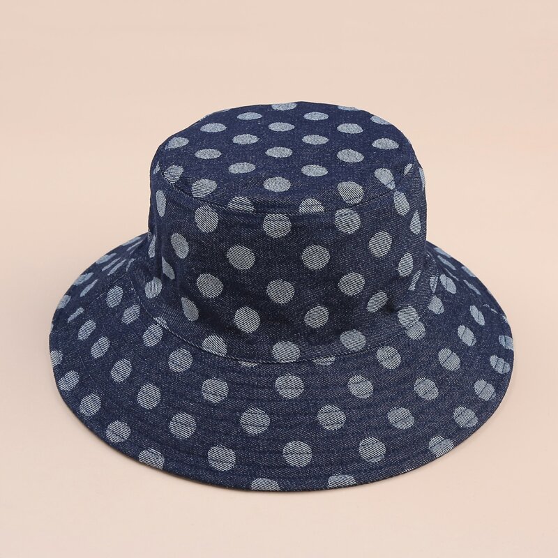 

Polka Dot Bucket Hat, Navy blue