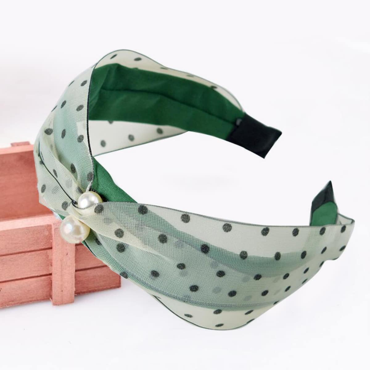 

Polka Dot Hair Hoop, Green