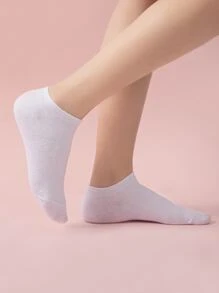 5雙彩色棉質女款短襪，熱銷純色船襪，百搭棉襪適合四季穿著，柔軟透氣不擠腳，夏季出遊不悶汗的白色襪子，旅行必備（隨機配色） - 白色 - 查看 2