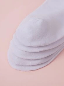 5雙彩色棉質女款短襪，熱銷純色船襪，百搭棉襪適合四季穿著，柔軟透氣不擠腳，夏季出遊不悶汗的白色襪子，旅行必備（隨機配色） - 白色 - 查看 3
