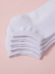 5雙彩色棉質女款短襪，熱銷純色船襪，百搭棉襪適合四季穿著，柔軟透氣不擠腳，夏季出遊不悶汗的白色襪子，旅行必備（隨機配色） - 白色 - 查看 4