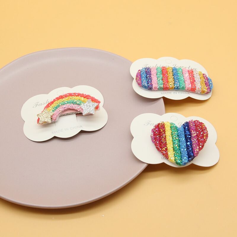 

3pcs Random Rainbow Sequin Hair Clip, Multicolor
