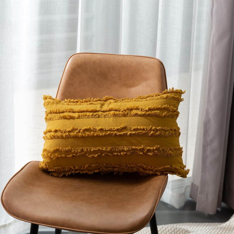 

Tassel Detail Lumbar Pillow Cover Without Filler, Yellow
