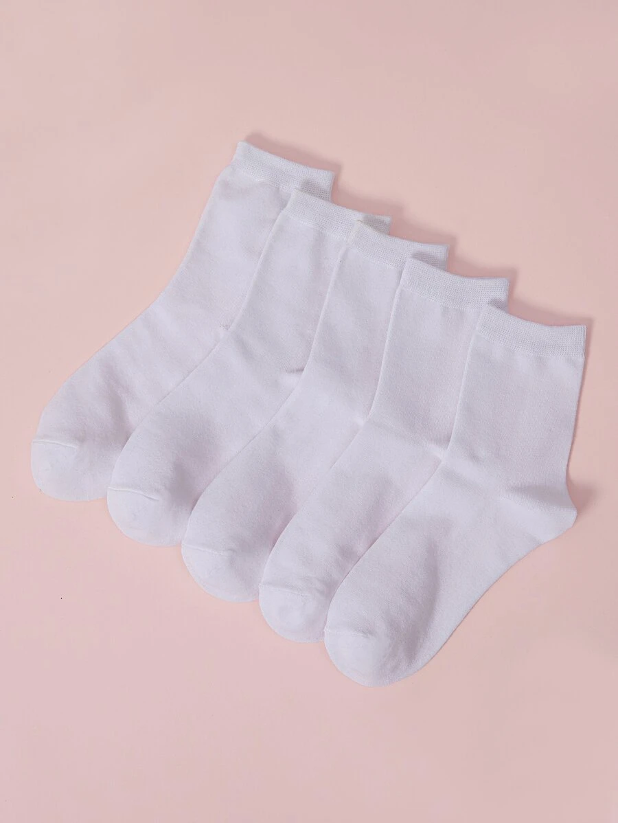 5雙素色襪子 - 白色 - 查看 1