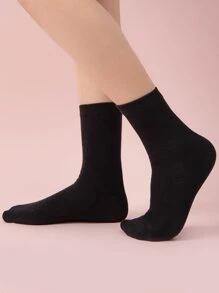 5 pares de calcetines negros lisos, otoño - Negro - Ver 2