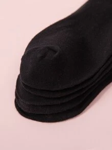 5 pares de calcetines negros lisos, otoño - Negro - Ver 4