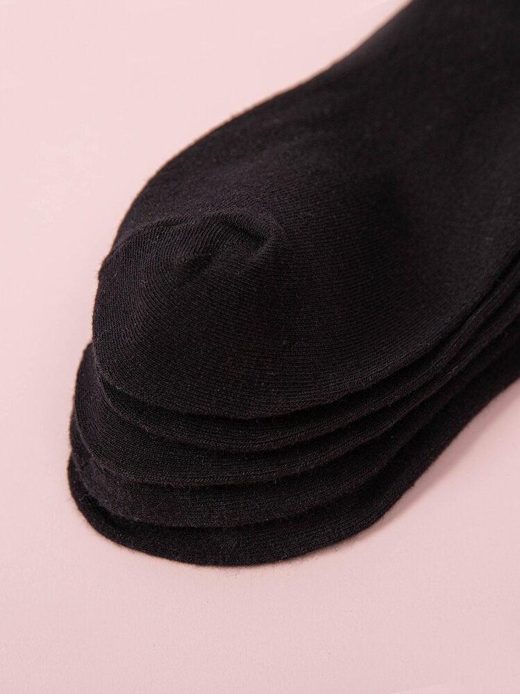 5 pares de calcetines negros lisos, otoño - Negro - Añade 4