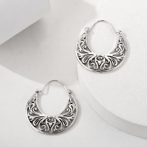 

Vintage Hoop Earrings, Silver