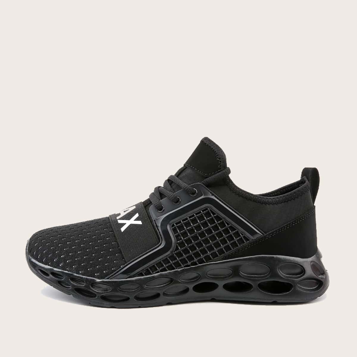 

Guys Letter Graphic Lace-up Front Sneakers, Black