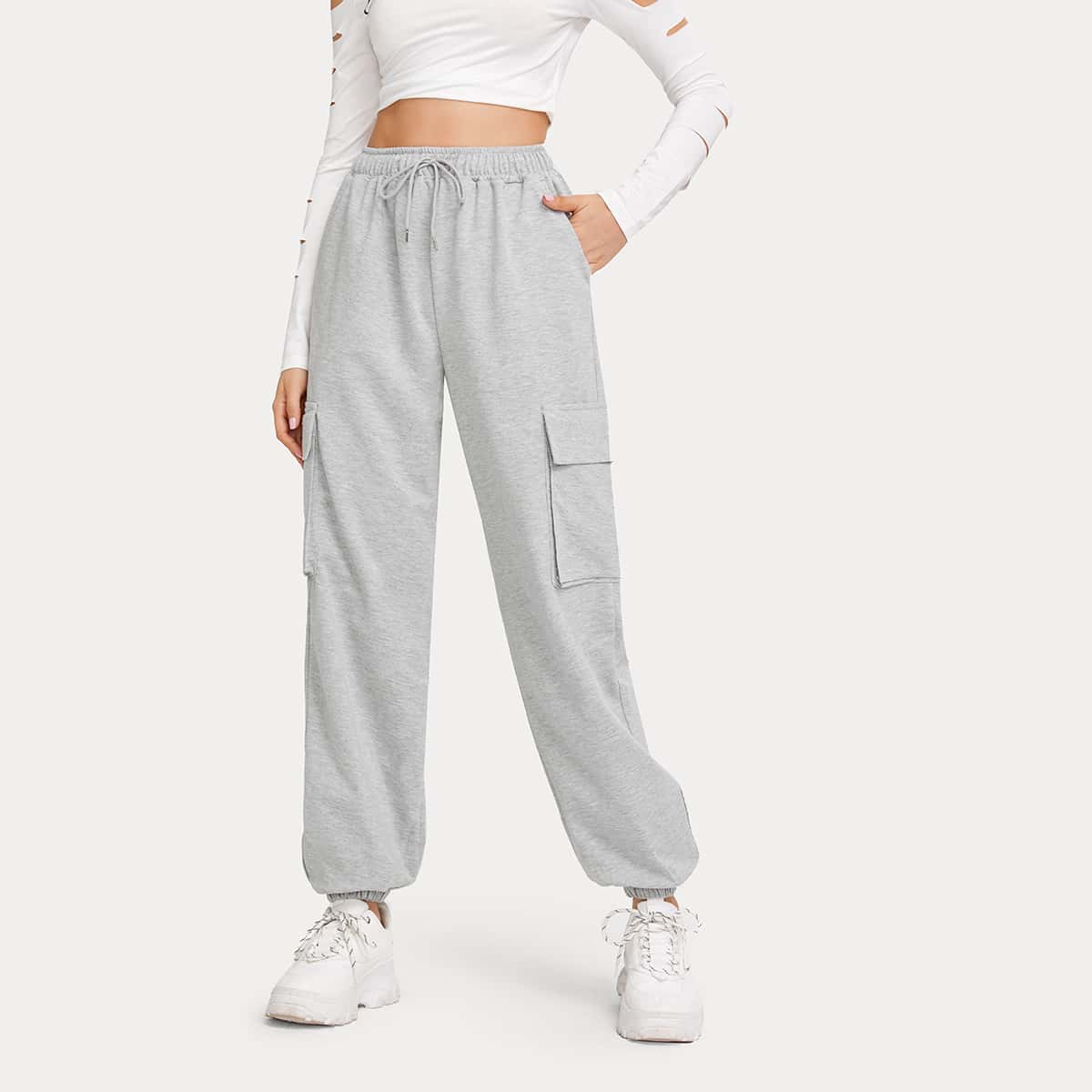 

Solid Cargo Pants, Light grey