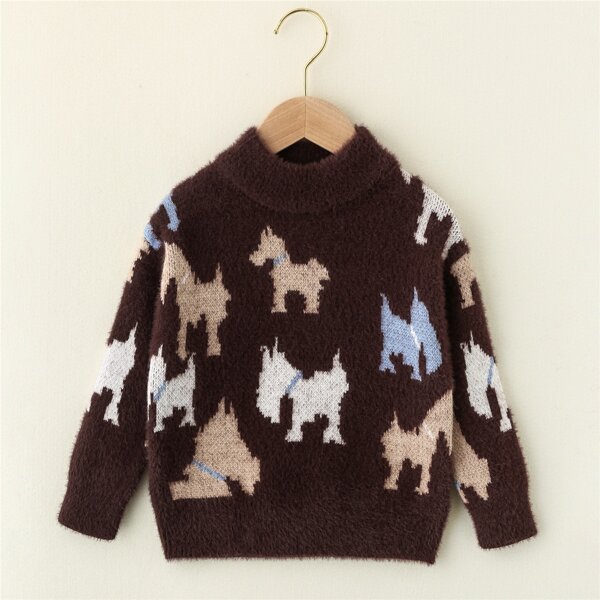 

Toddler Boys Cartoon Graphic Sweater, Chocolate brown