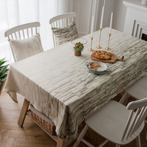 

1pc Wood Grain Tablecloth, Multicolor