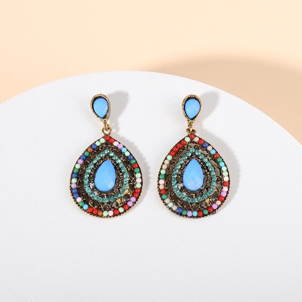 

Colorful Water Drop Earrings, Multicolor